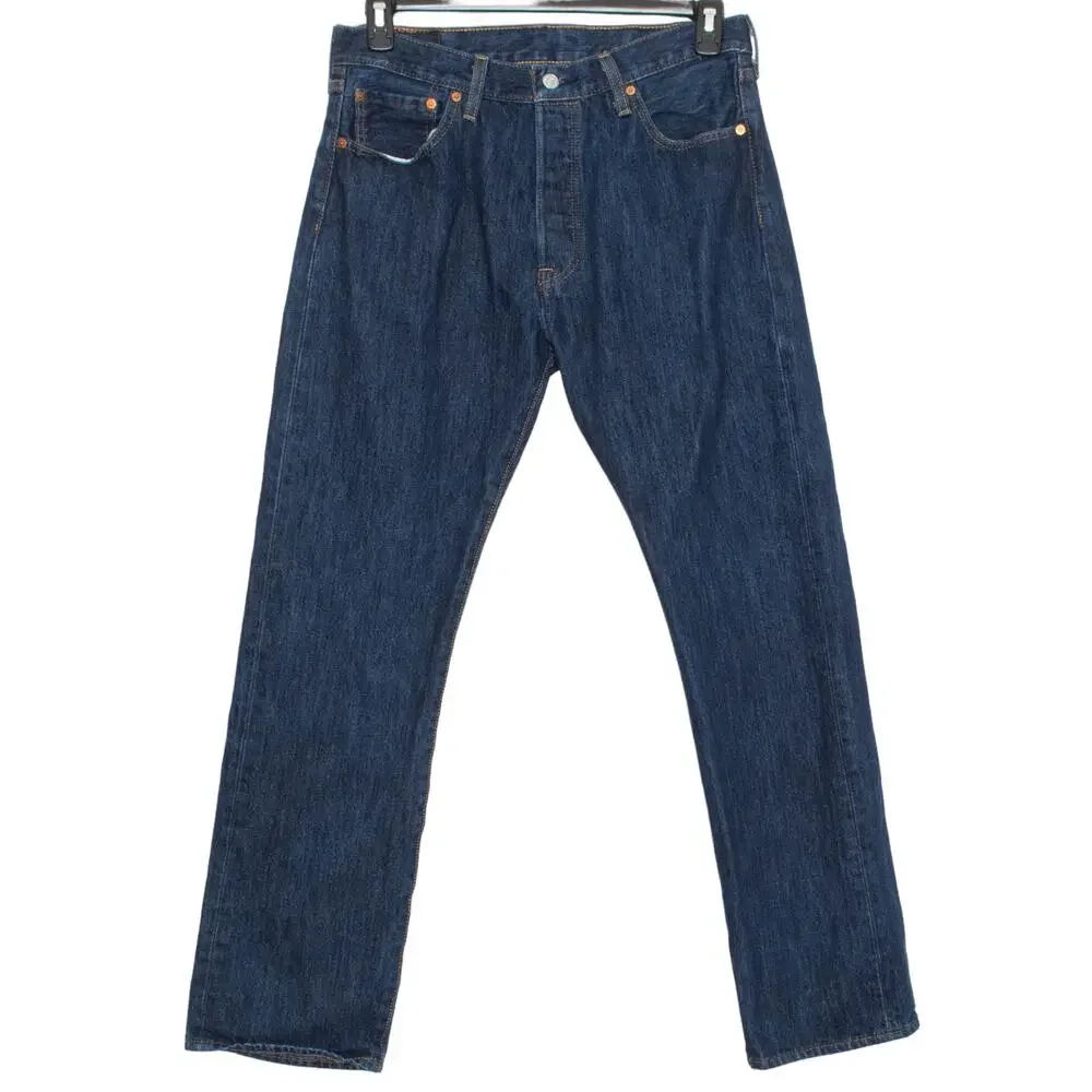 Levis Mens Jeans 501 Classic Straight Button Fly Blue Size 34x32 FL